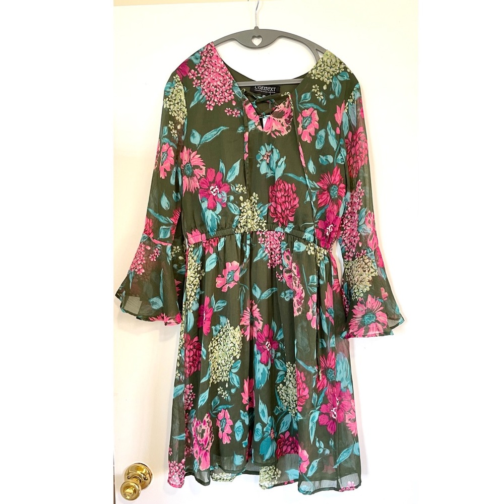 Context Floral Bell Sleeve Dress NWT